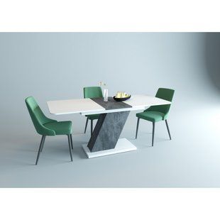 Стол раскладной RIO B/V Intarsio 140(180)x80 Белая Аляска РЕ / Угольный Камень реальная фотография