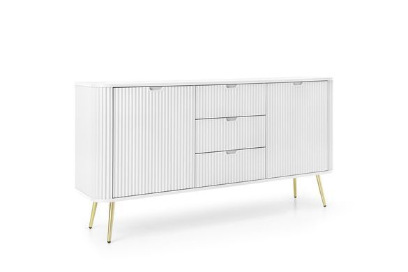 Комод Perfect Home Зова/Zova 2-дверный с 3 ящиками и золотыми ножками KSZ168 Белый реальная фотография