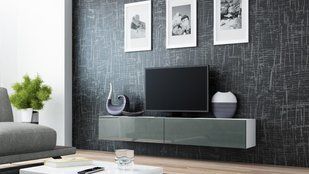 ТВ Тумба VIGO RTV Cama 140 Білий Мат / Сірий Глянець жива фотографія