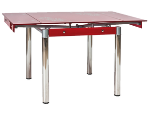 Стол Стеклянный GD-082 Signal 80(131)x80 Красный реальная фотография