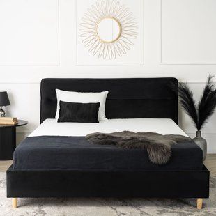 Ліжко оксамитове MEBEL ELITE BOND Velvet 160x200см Чорний жива фотографія