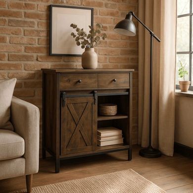 Комод MEBEL ELITE COLE 70 рустикальний дуб/чорний жива фотографія