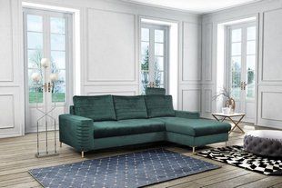 Диван раскладной угловой COLLIN Velluto на ножках Perfect Home Польша Зеленый