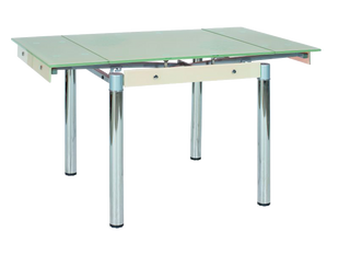 Стол Стеклянный GD-082 Signal 80(131)x80 Крем реальная фотография