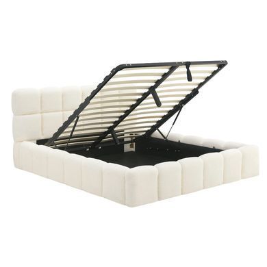 Кровать двуспальная MEBEL ELITE MURACJA 160x200 см Кремовая Букле реальная фотография