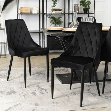 Комплект стол раскладной MEBEL ELITE CLARK 120(160)х80 см Черный +4 стулья CORK Черный реальная фотография