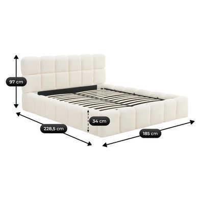 Кровать двуспальная MEBEL ELITE MURACJA 160x200 см Кремовая Букле реальная фотография