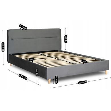 Ліжко оксамитове MEBEL ELITE BOND Velvet 160x200см Сірий жива фотографія