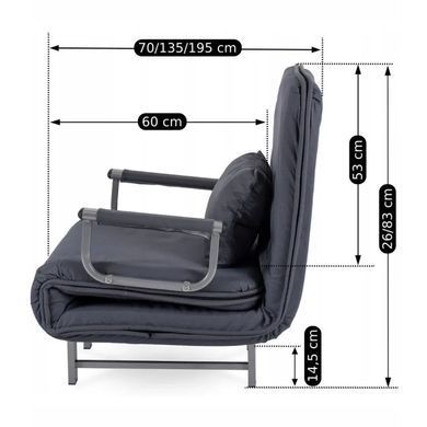 Кресло раскладное MEBEL ELITE DARK ткань Серый