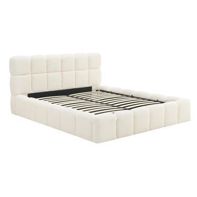 Кровать двуспальная MEBEL ELITE MURACJA 160x200 см Кремовая Букле реальная фотография