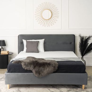 Ліжко оксамитове MEBEL ELITE BOND Velvet 160x200см Сірий жива фотографія