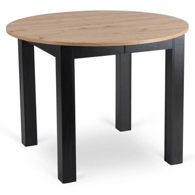 Комплект стіл MEBEL ELITE HARRY 102(142)х102 см дуб Artisan/чорний, та 4 чорних стільців BARI жива фотографія