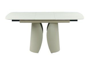 Керамический стол Лунарио TML-1322 VETRO 120(160)x85 крема марфиль + капучино реальная фотография