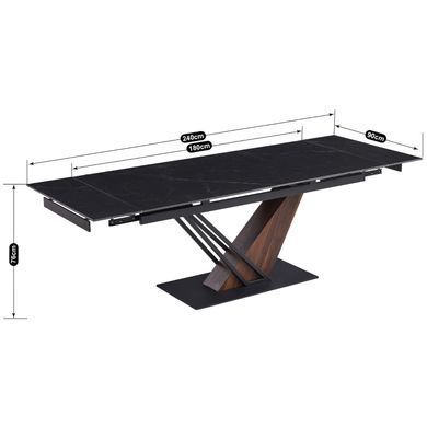 Стол раскладной MEBEL ELITE REX 180(240)х90 см Черный/орех реальная фотография