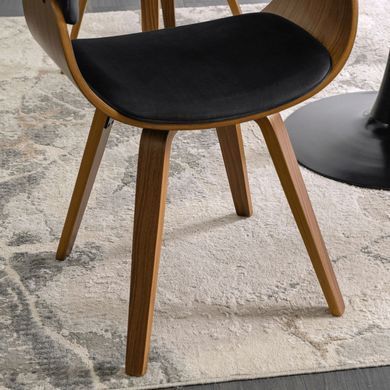 Комплект стіл MEBEL ELITE LINO 100х100 см Горіх / Чорний +4 стільці OHIO 2 чориний / горіховий жива фотографія