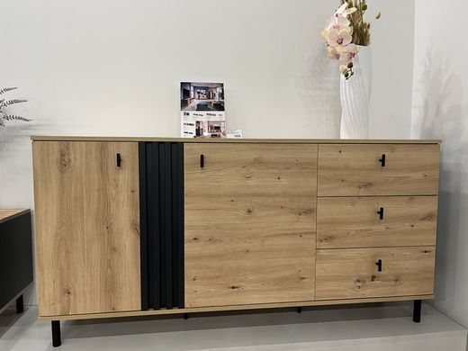 Комод Perfect Home Мадіс / Madis 2-дверний з 3 шухлядами 2D3S/165 Дуб артизан/антрацит жива фотографія