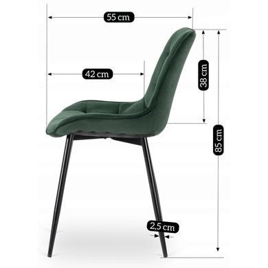 Комплект стіл розкладний MEBEL ELITE MAX 80(160)х80 см Дуб артизан Чорний +4 стільці CHRIS Зелений жива фотографія