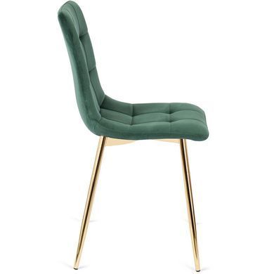 Стілець оксамитовий MEBEL ELITE YORK Velvet, Зелений / Золотий жива фотографія