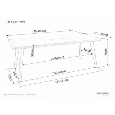 Стол Раскладной FRESNO Signal 120(180)x80 Дуб / Черный реальная фотография