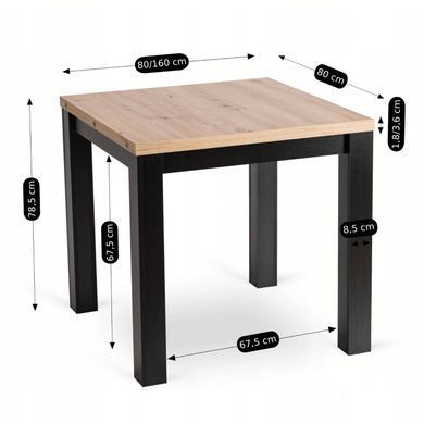 Комплект стіл розкладний MEBEL ELITE MAX 80(160)х80 см Дуб артизан Чорний +4 стільці CHRIS Зелений жива фотографія