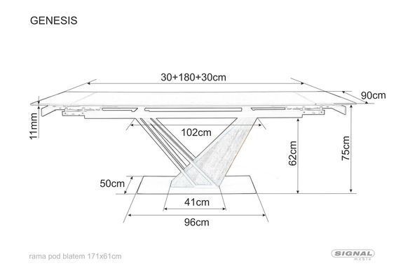 Стіл Обідній GENESIS Signal 180(240)X90 Дуб / Чорний / Дуб реальная фотография