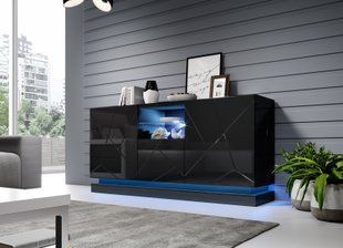 Комод QIU Cama 150 2D1K Чорний  жива фотографія