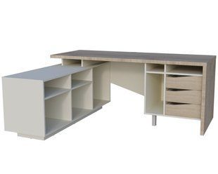 Стол письменный CONNECT 1 L SK 1900*786 Intarsio дуб кремона котта/стоун бейж реальная фотография