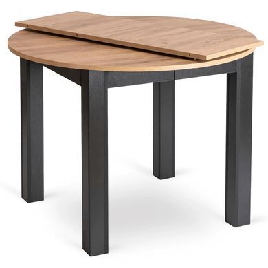 Комплект стола MEBEL ELITE HARRY 102(142)х102 см дуб Craft/черный, и 4 черных стульев PERU реальная фотография