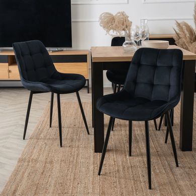 Комплект стол раскладной MEBEL ELITE MAX 80(160)х80 см Дуб Крафт Черный +4 стулья CHRIS Черный реальная фотография