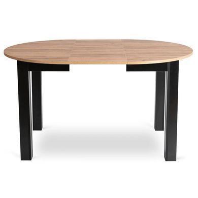 Комплект стола MEBEL ELITE HARRY 102(142)х102 см дуб Craft/черный, и 4 черных стульев PERU реальная фотография