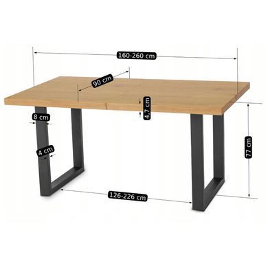 Комплект стол раскладной MEBEL ELITE EDWIN 120(160)х90 см Дуб золотой Черный +4 стула CORK Серый реальная фотография