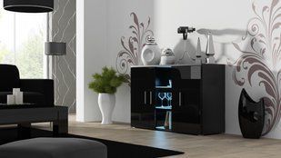 Комод SOHO S7 Cama 120 Чорний Мат / Чорний Глянець жива фотографія