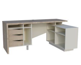 Стол письменный CONNECT 2 R SK Intarsio 1800*786 дуб кремона котта/стоун бейж реальная фотография