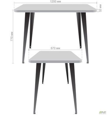 Стіл обідній Cherry 1200 AMF 120X67 Антрацит жива фотографія