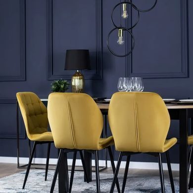 Стул бархатный MEBEL ELITE LUCKY Velvet, Желтый / Черный реальная фотография