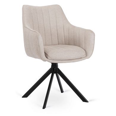 Комплект стол MEBEL ELITE IBIZA 160(240)х90 см, черный мрамор/черный, и 4 кремовых стула MUMBAI реальная фотография
