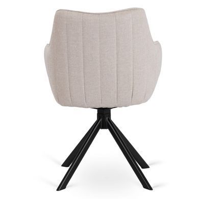 Комплект стол MEBEL ELITE IBIZA 160(240)х90 см, черный мрамор/черный, и 4 кремовых стула MUMBAI реальная фотография