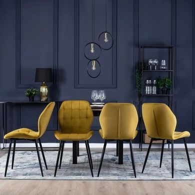Стул бархатный MEBEL ELITE LUCKY Velvet, Желтый / Черный реальная фотография