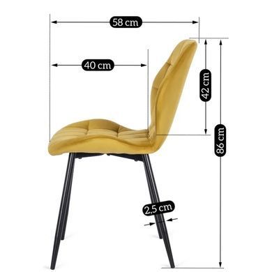 Стул бархатный MEBEL ELITE LUCKY Velvet, Желтый / Черный реальная фотография