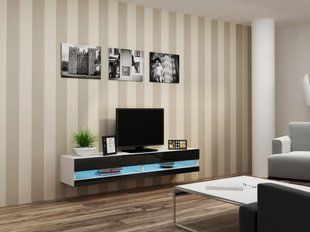 ТВ Тумба VIGO RTV Cama 180 New Білий Мат / Чорний Глянець жива фотографія