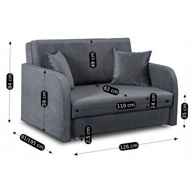 Набір з 2х розкладних крісел MEBEL ELITE VERO 2, 126 см Сірий / велюр жива фотографія