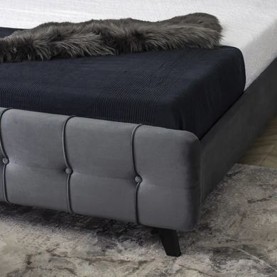 Кровать двуспальная бархатная MEBEL ELITE LINO Velvet 160x200 см Серый реальная фотография