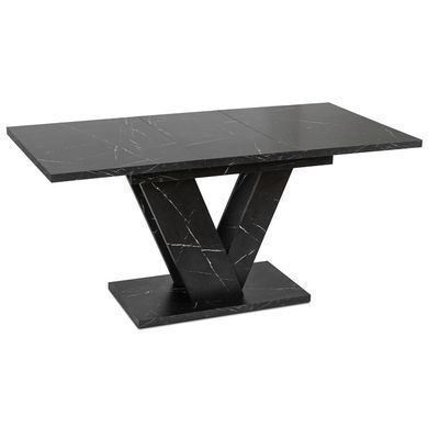 Комплект стіл розкладний MEBEL ELITE CLARK 120(160)х80 см Чорний +4 стільці RICK Беж жива фотографія