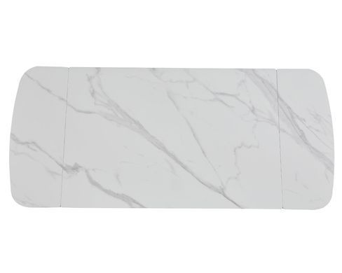 Стіл DUBLIN CERAMIC 120(180)*80 Intarsio білий глянець/чорний каркас жива фотографія