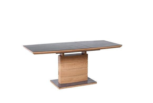 Раскладной стол CONCORD Halmar 140(180)x80 Темно-Серый / Дуб Золотой реальная фотография