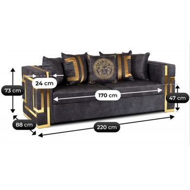 Диван MEBEL ELITE PALLAZO 3S Чорний
