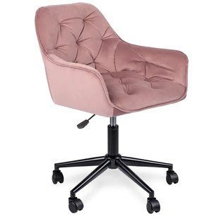 Стул офисный поворотный бархатный MEBEL ELITE MILAN 2 Velvet Розовый / Черный реальная фотография