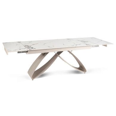 Комплект стіл MEBEL ELITE LUIGI 160(240)х90 см білий мармур/кашемір, та 4 кремових стільців TORINO жива фотографія