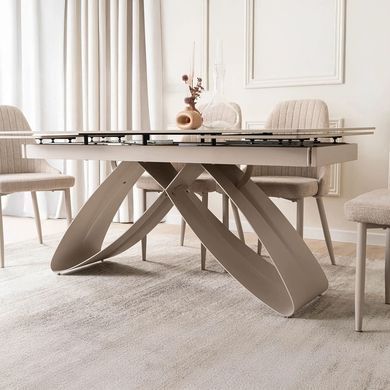 Комплект стіл MEBEL ELITE LUIGI 160(240)х90 см білий мармур/кашемір, та 4 кремових стільців TORINO жива фотографія