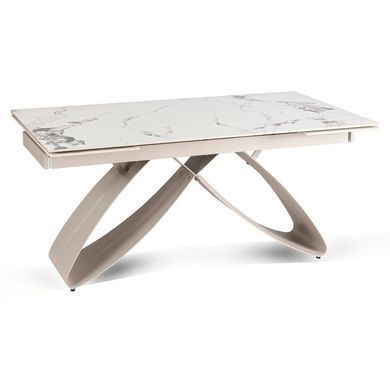 Комплект стіл MEBEL ELITE LUIGI 160(240)х90 см білий мармур/кашемір, та 4 кремових стільців TORINO жива фотографія